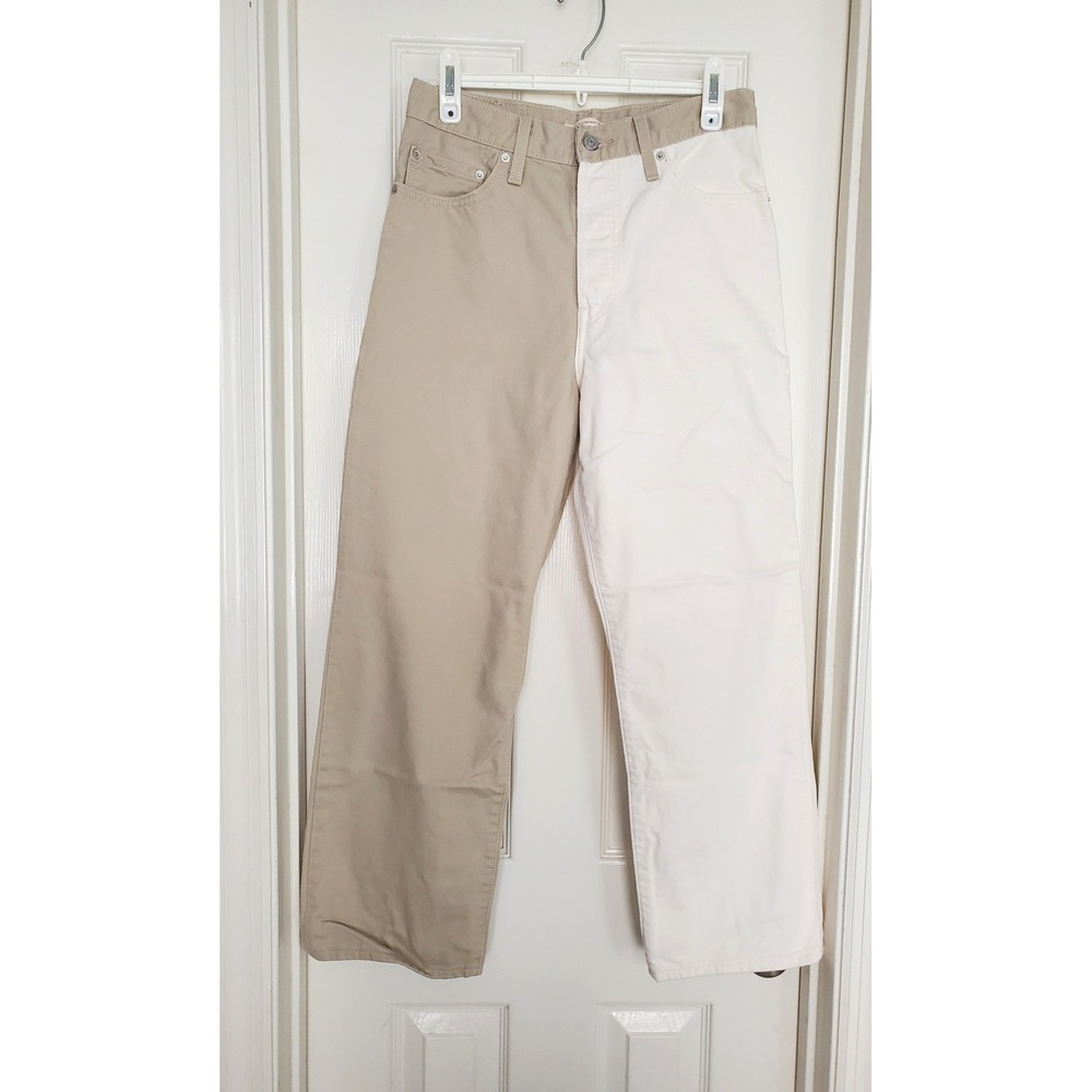 Levi Strauss & Co. Two Tone Ribcage Straight Ankle Jeans Tan White Limited 29